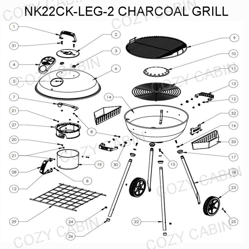 Charcoal Grill (NK22CK-LEG-2) #NK22CK-LEG-2